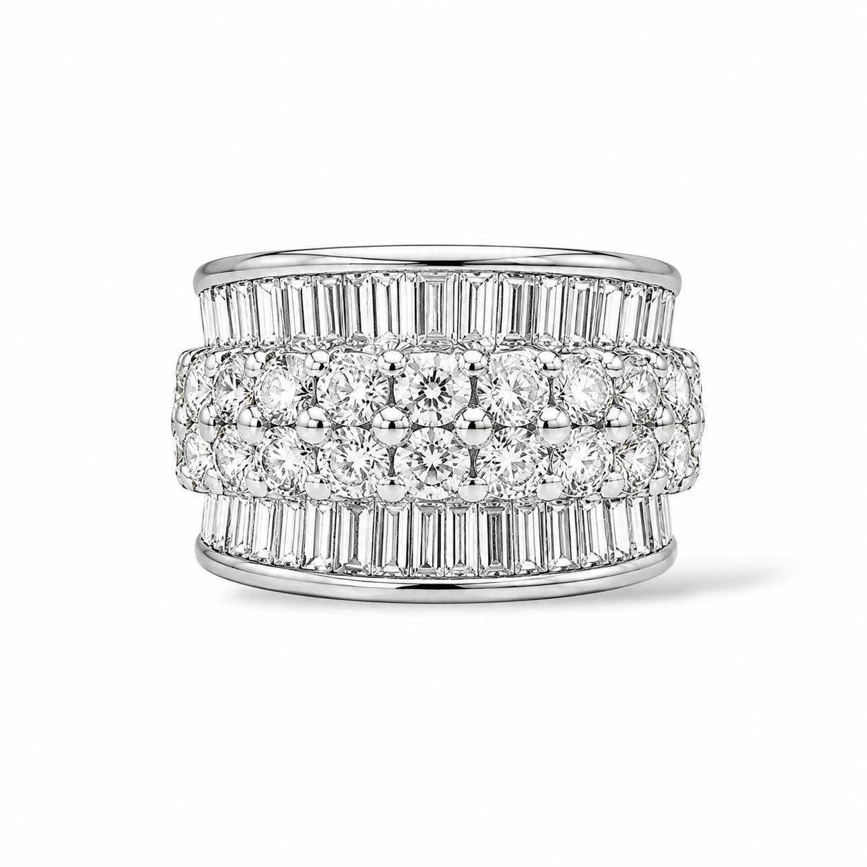 2.00cttw White Diamond Wide Ring in 18k White Gold 5.75US 14.75g.