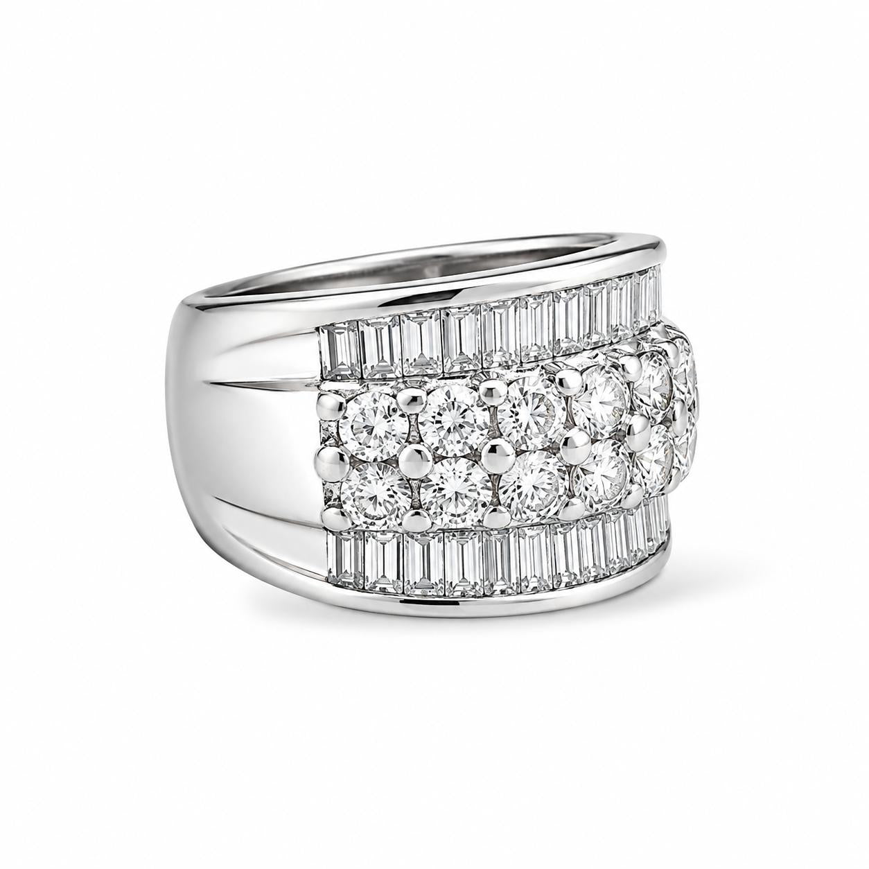 2.00cttw White Diamond Wide Ring in 18k White Gold 5.75US 14.75g.