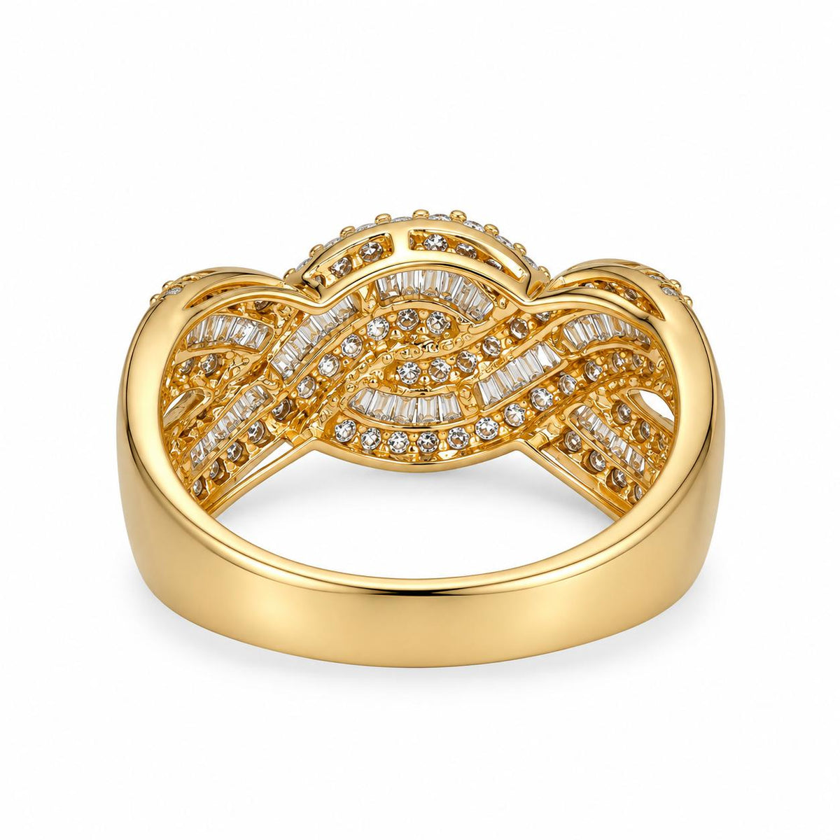 1.80cttw. White Diamond Twisted Ring in 14k Yellow Gold 5.10g. 7.25US