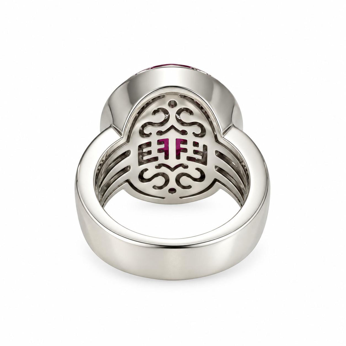 Effy 1ct. Red Ruby & 1.80cttw White Diamond Ring in 14k White Gold 15.30g.