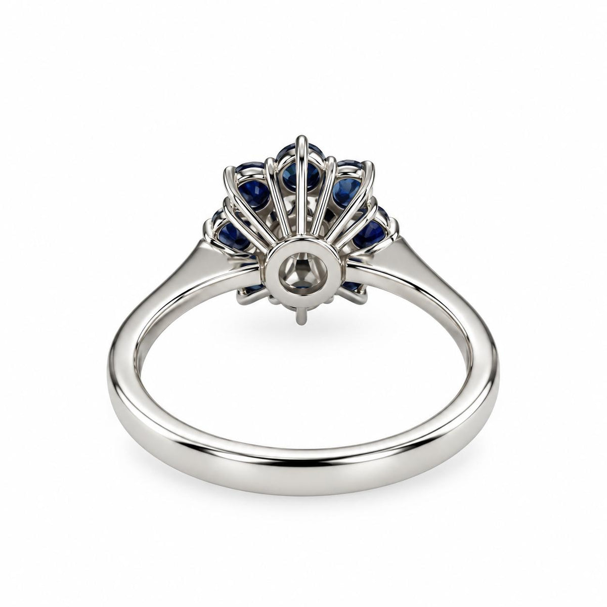 0.52ct. White Diamond & 0.48cttw. Blue Sapphire Ring in 14k White Gold 6US 4g.