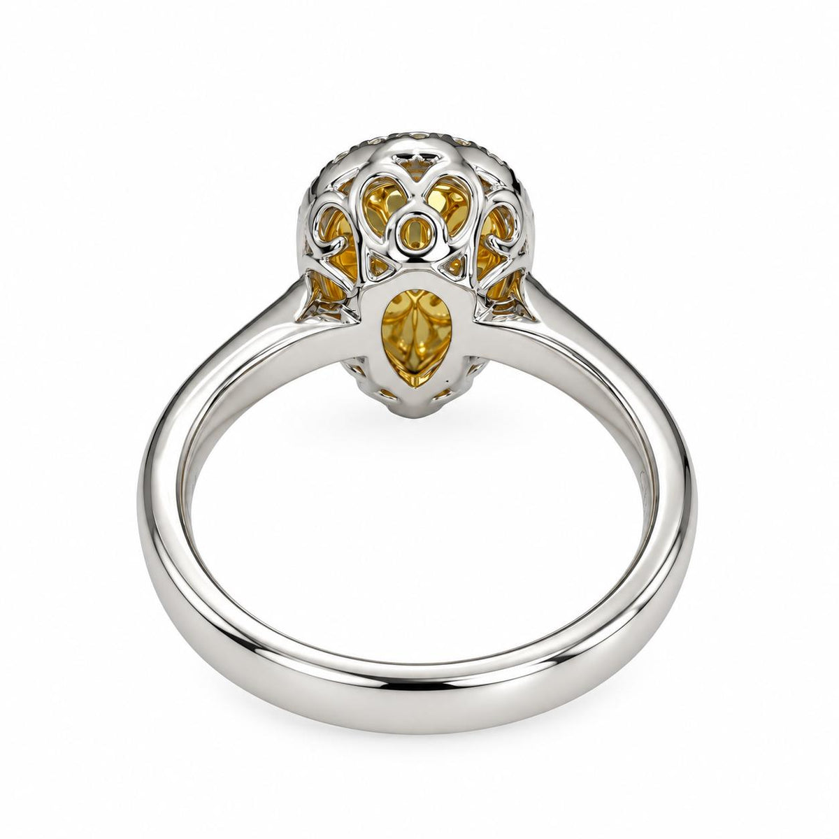 2.55 ct. Fancy Yellow Diamond & 0.46cttw. White Diamond Engagement Ring 18k WG