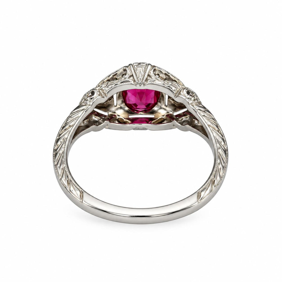 GIA 0.75ct Burma Ruby & White Diamond Platinum Ring 6US 3.03g.