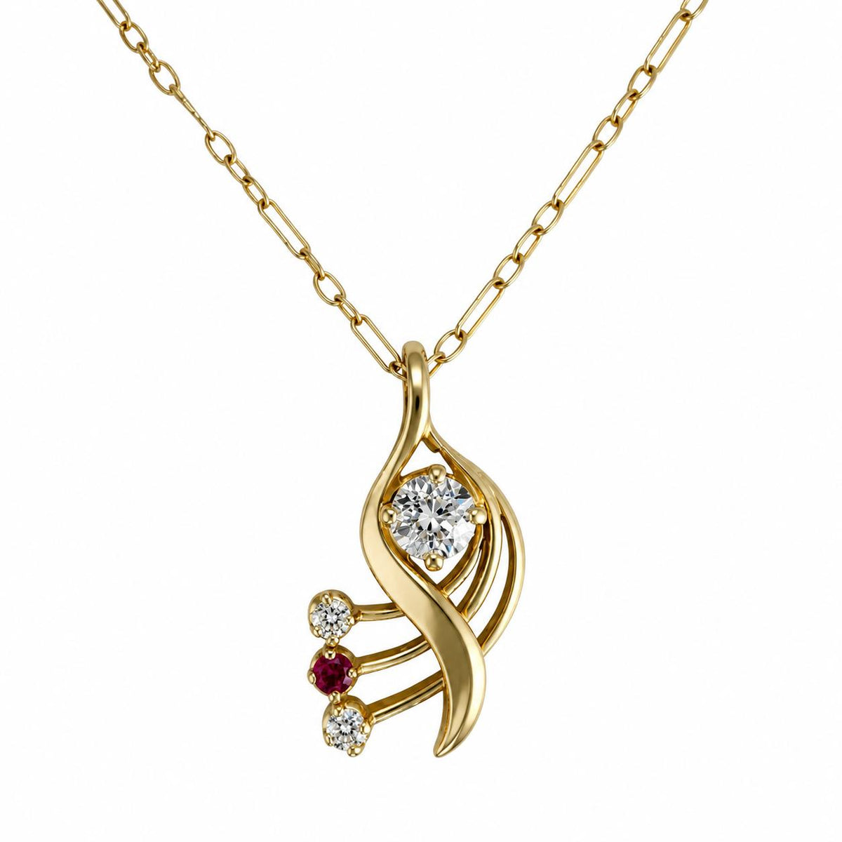 0.40cttw. White Diamond Fashion Pendant Necklace in 18k Yellow Gold 3.02g.