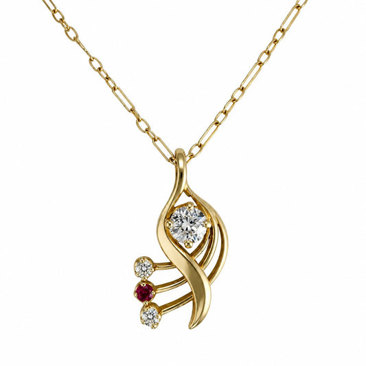 0.40cttw. White Diamond Fashion Pendant Necklace in 18k Yellow Gold 3.02g.