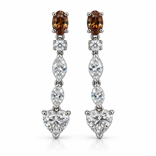 Dangling Drop Natural Diamond Earrings in Platinum 6.02g.