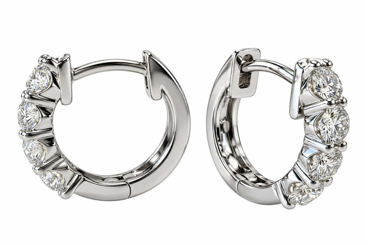 0.65cttw. White Diamond Hoop Earrings in 14k white Gold 2.45g.