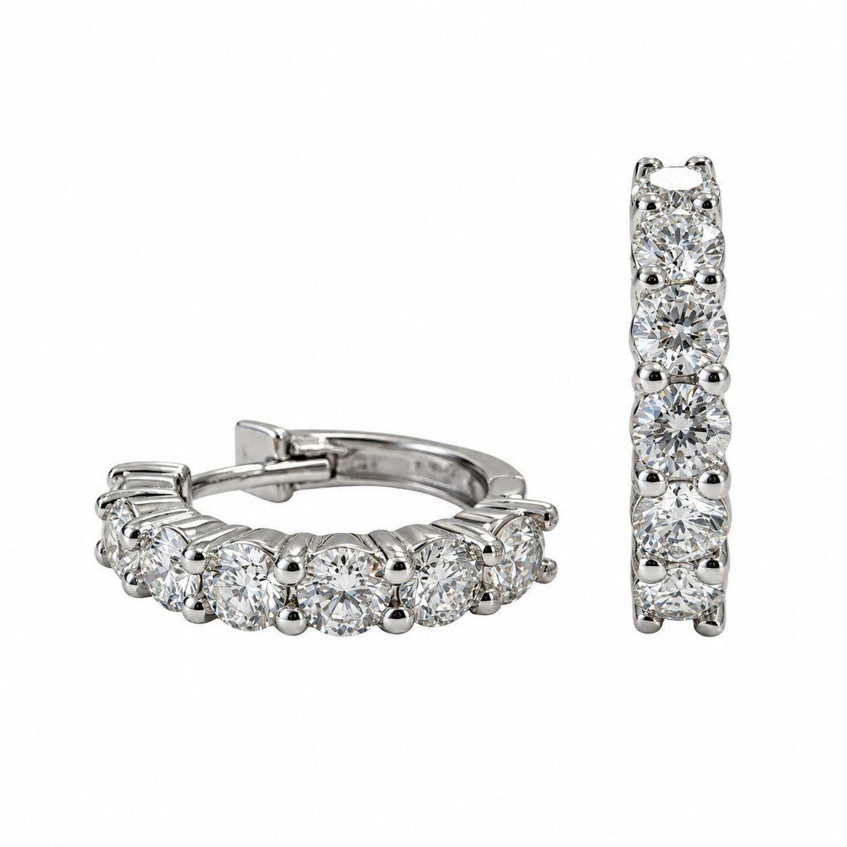 1.18cttw. White Diamond Hoop Earrings in 14k White Gold 3.84g.