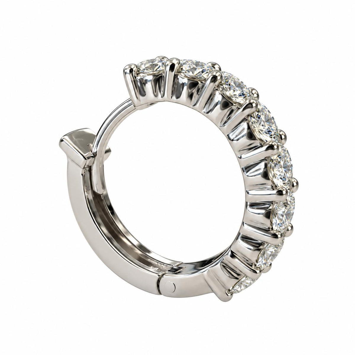 1.18cttw. White Diamond Hoop Earrings in 14k White Gold 3.84g.