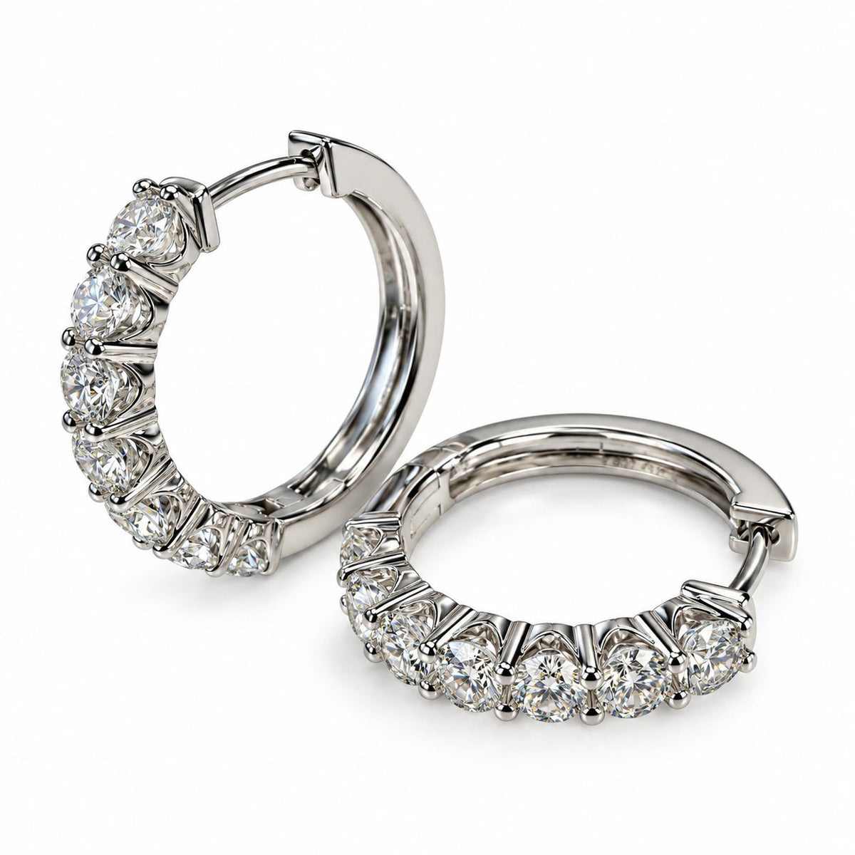 1.82cttw. Natural White Diamond Hoops Earrings in 14k White Gold 5.59g.