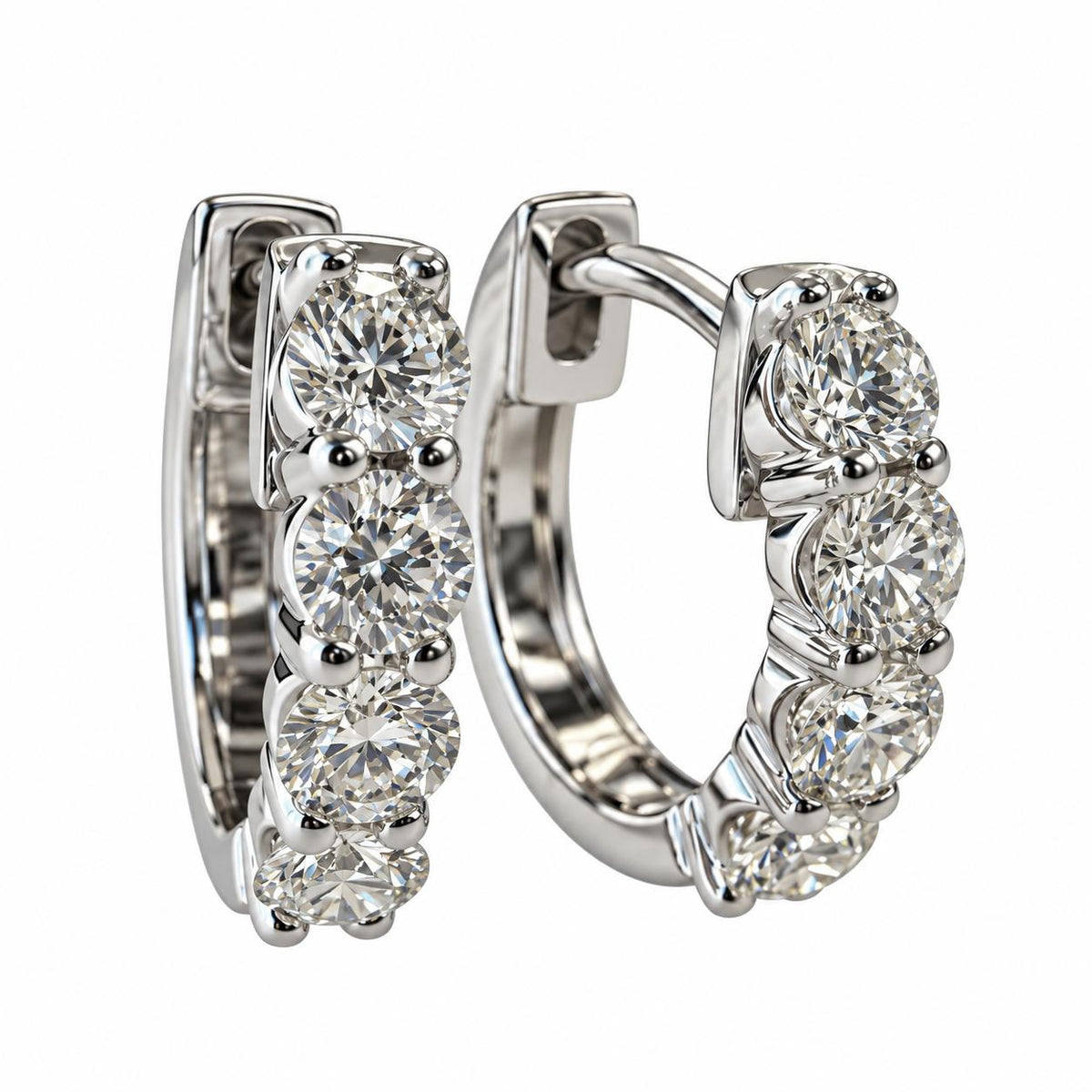 0.65cttw. White Diamond Hoop Earrings in 14k white Gold 2.45g.