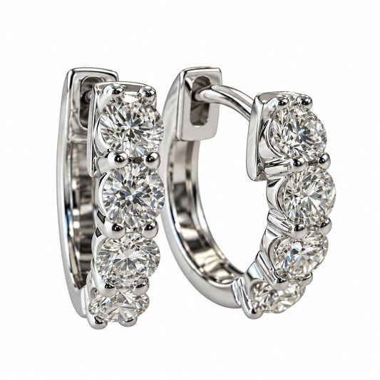 0.65cttw. White Diamond Hoop Earrings in 14k white Gold 2.45g.