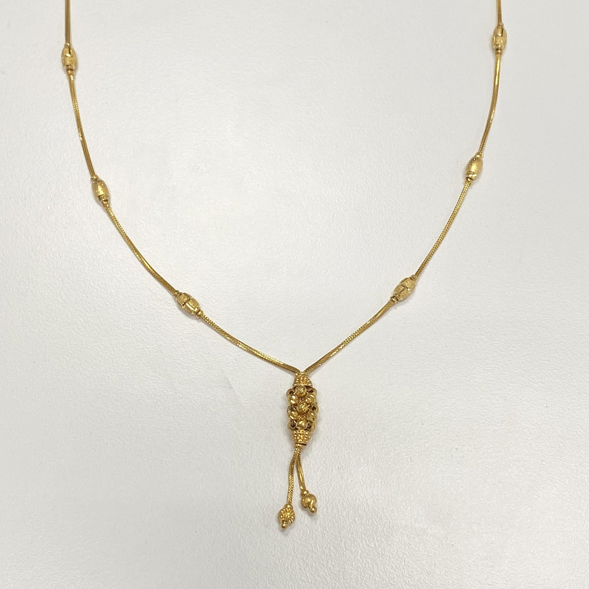 22K Yellow Gold Tassel Necklace 11.95g 19.5"