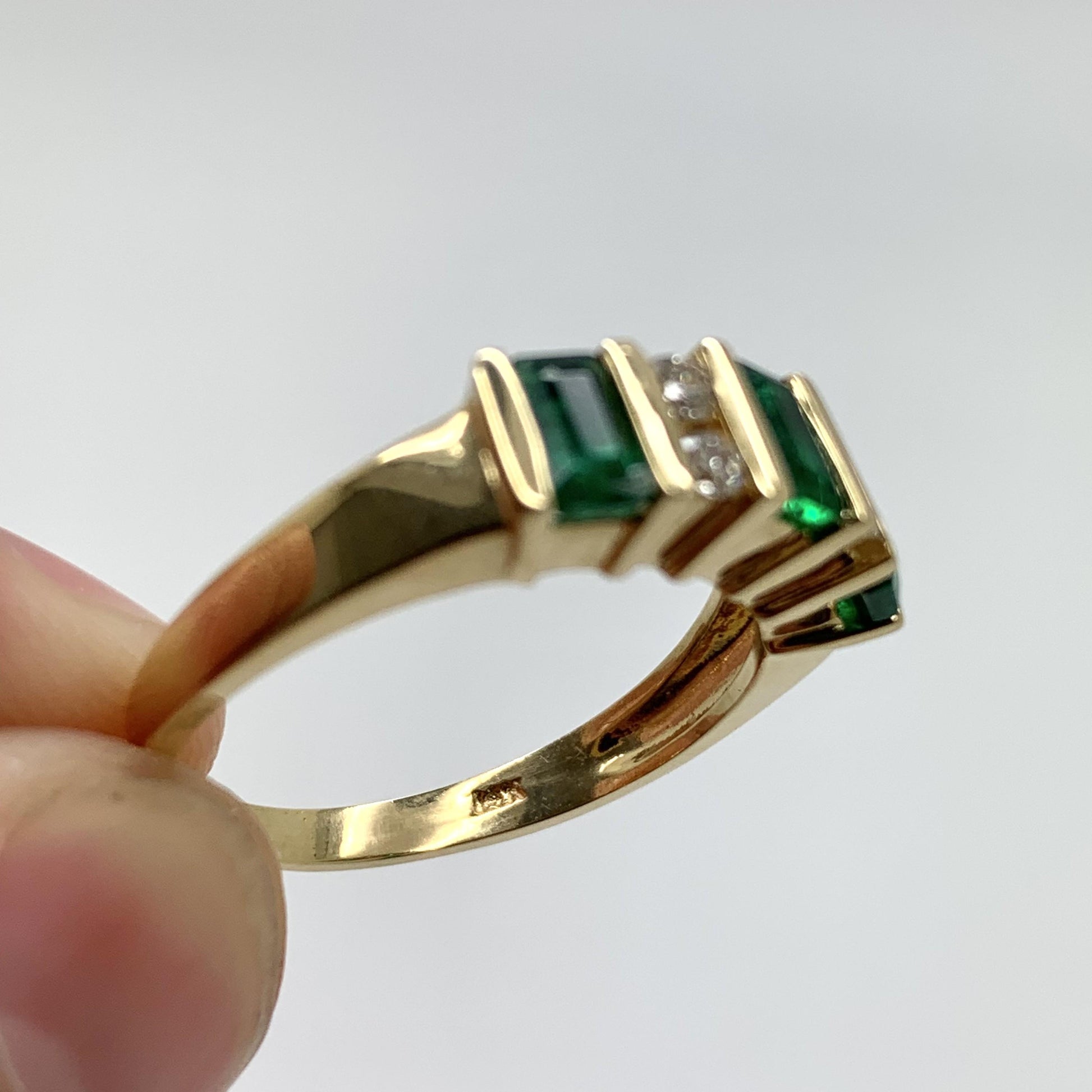 0.54 Emerald & White Diamond Ring in 14K Yellow Gold  8.25US