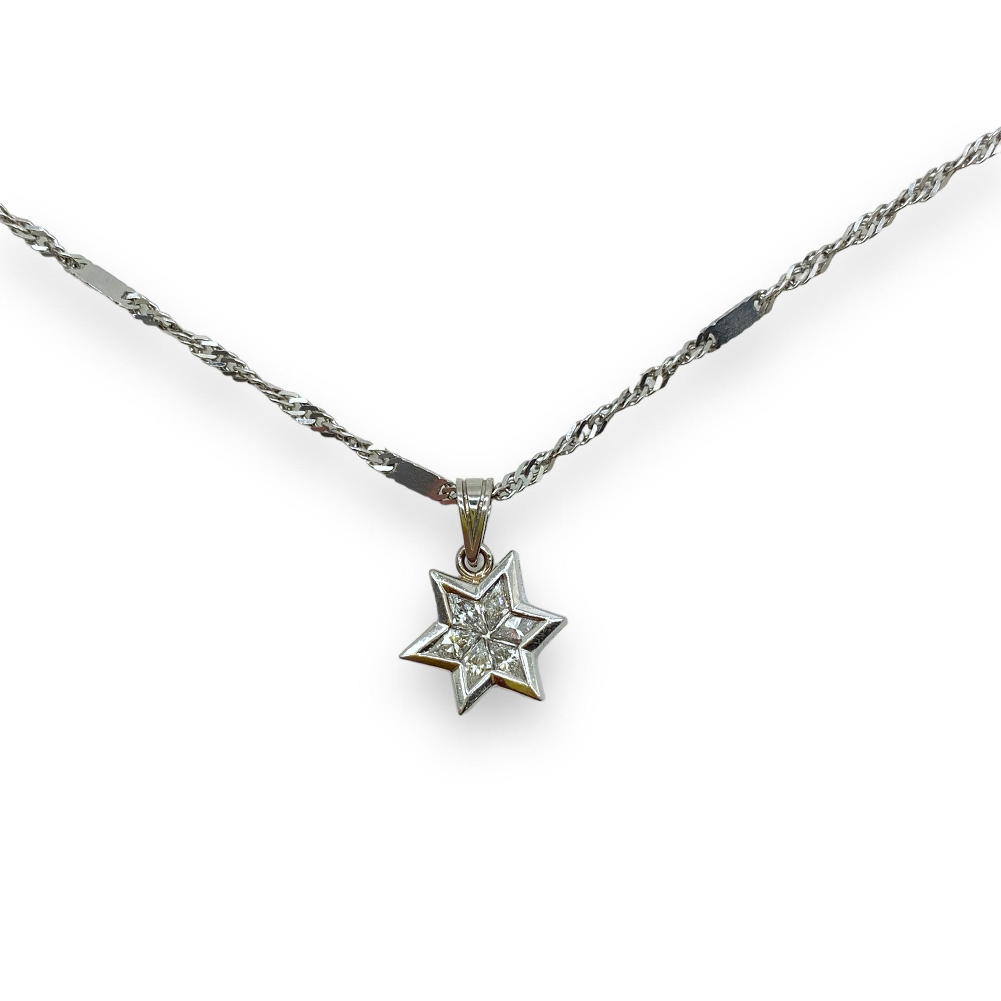 Approx 0.50cttw G/VS Diamond Star of David In Platinum Pendant with 14k WG Chain