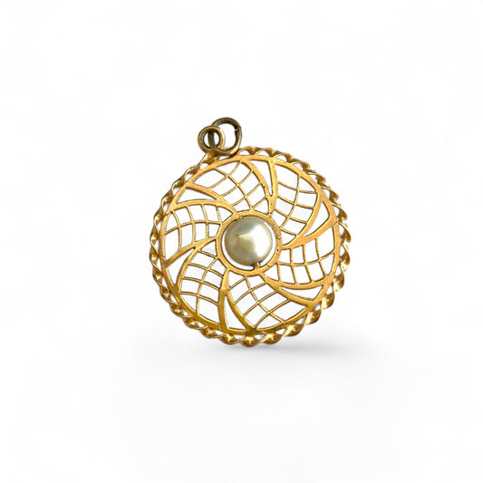 14K Yellow Gold Pendant With Pearl 3.29g