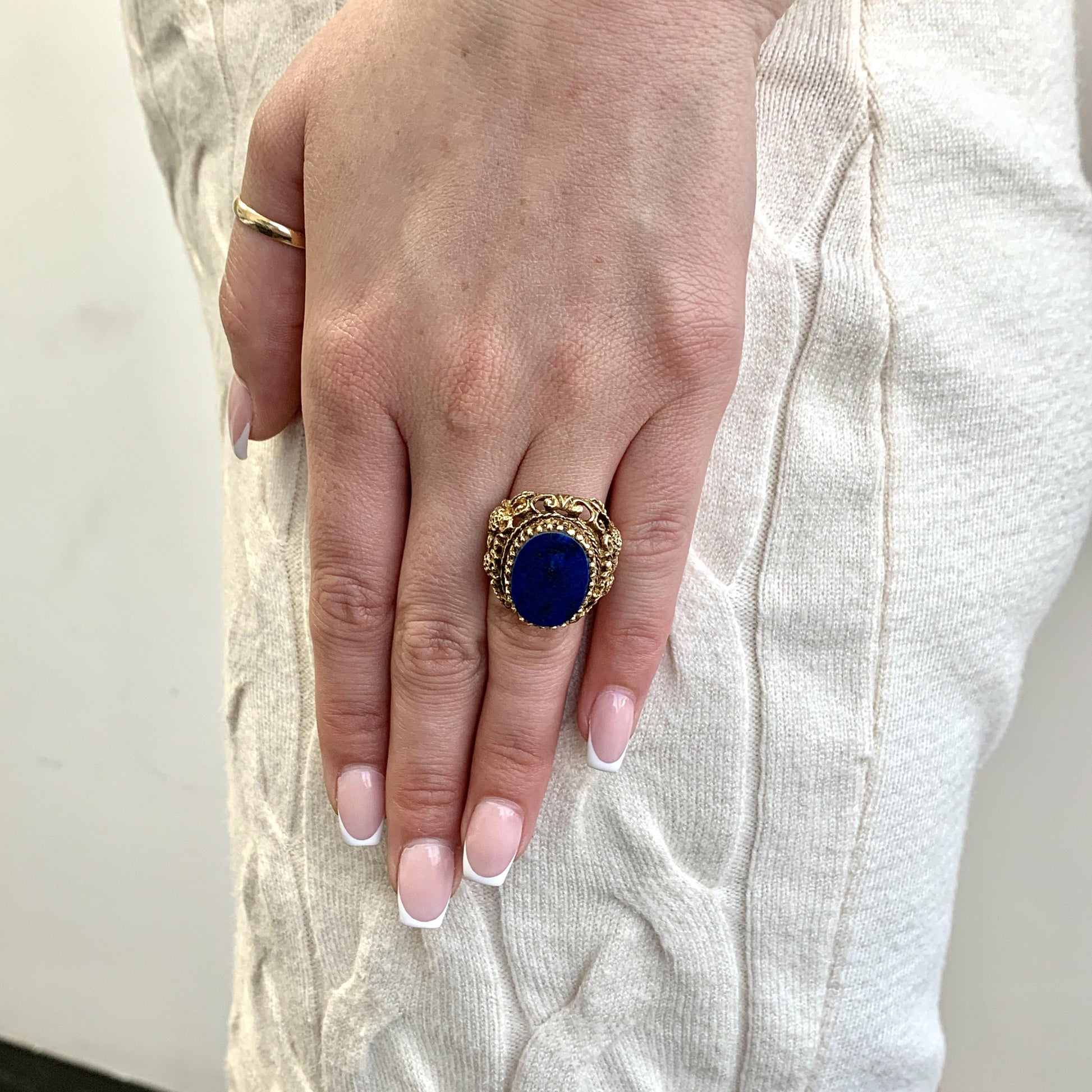 14K Yellow Gold Lapis Lazuli Ring 6.75 US