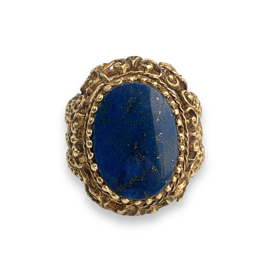 14K Yellow Gold Lapis Lazuli Ring 6.75 US