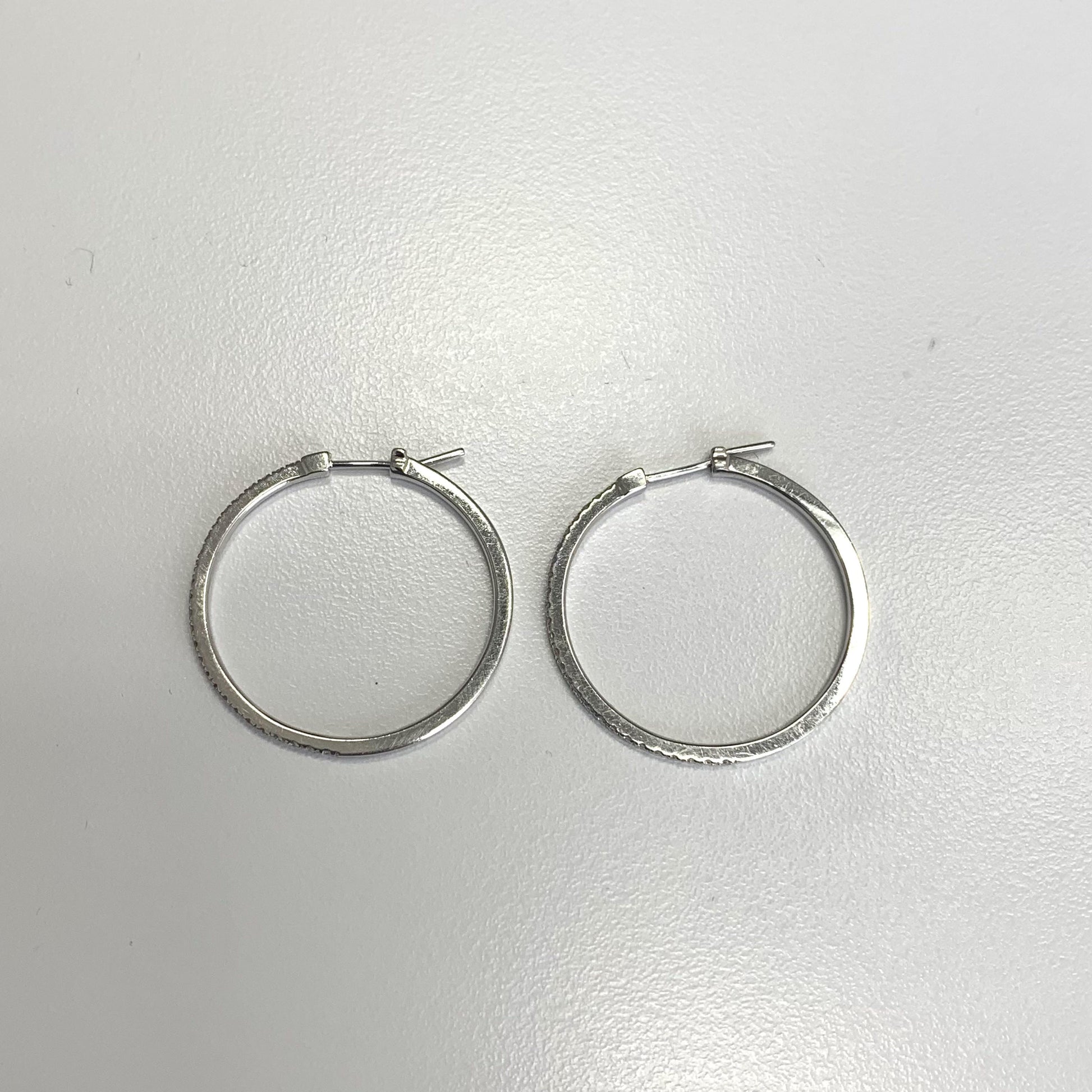 0.58 cttw White Diamond Hoop Earrings in 14K White Gold