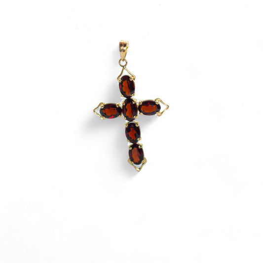 3.60 cttw. Orange Garnet Cross in 14k Yellow Gold