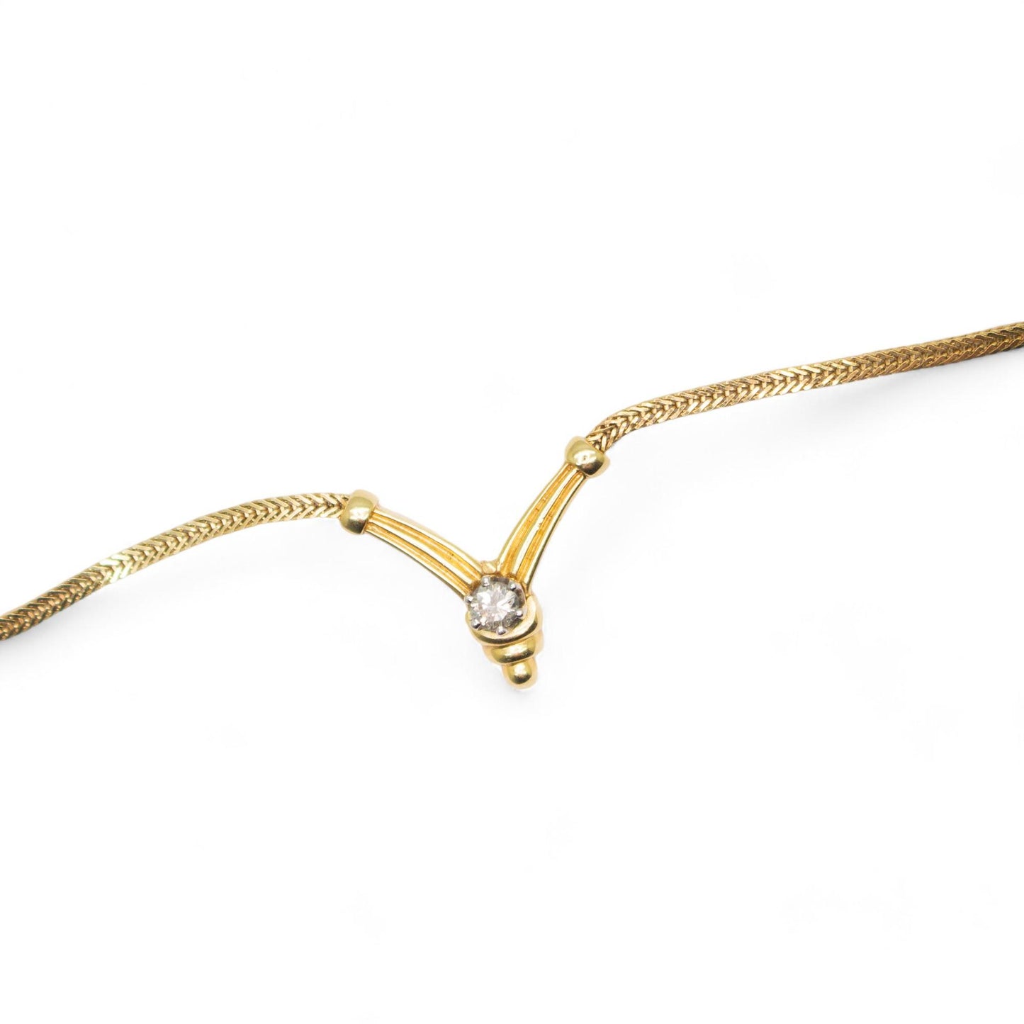 0.25 ct. White Diamond Necklace in 14k Yellow Gold Italy