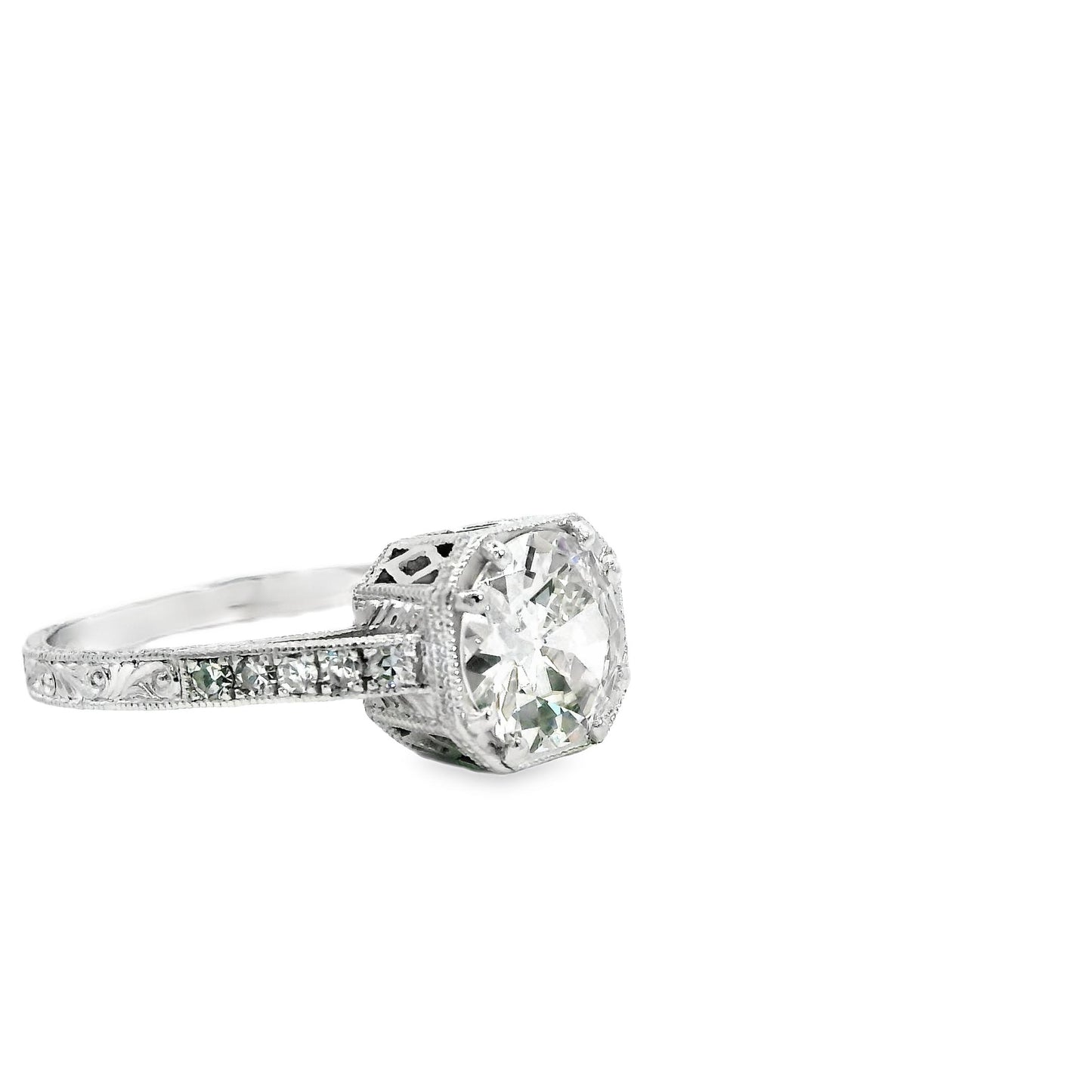 GIA 1.15ct. Old European White Diamond Platinum Ring 6.5US 3.6g