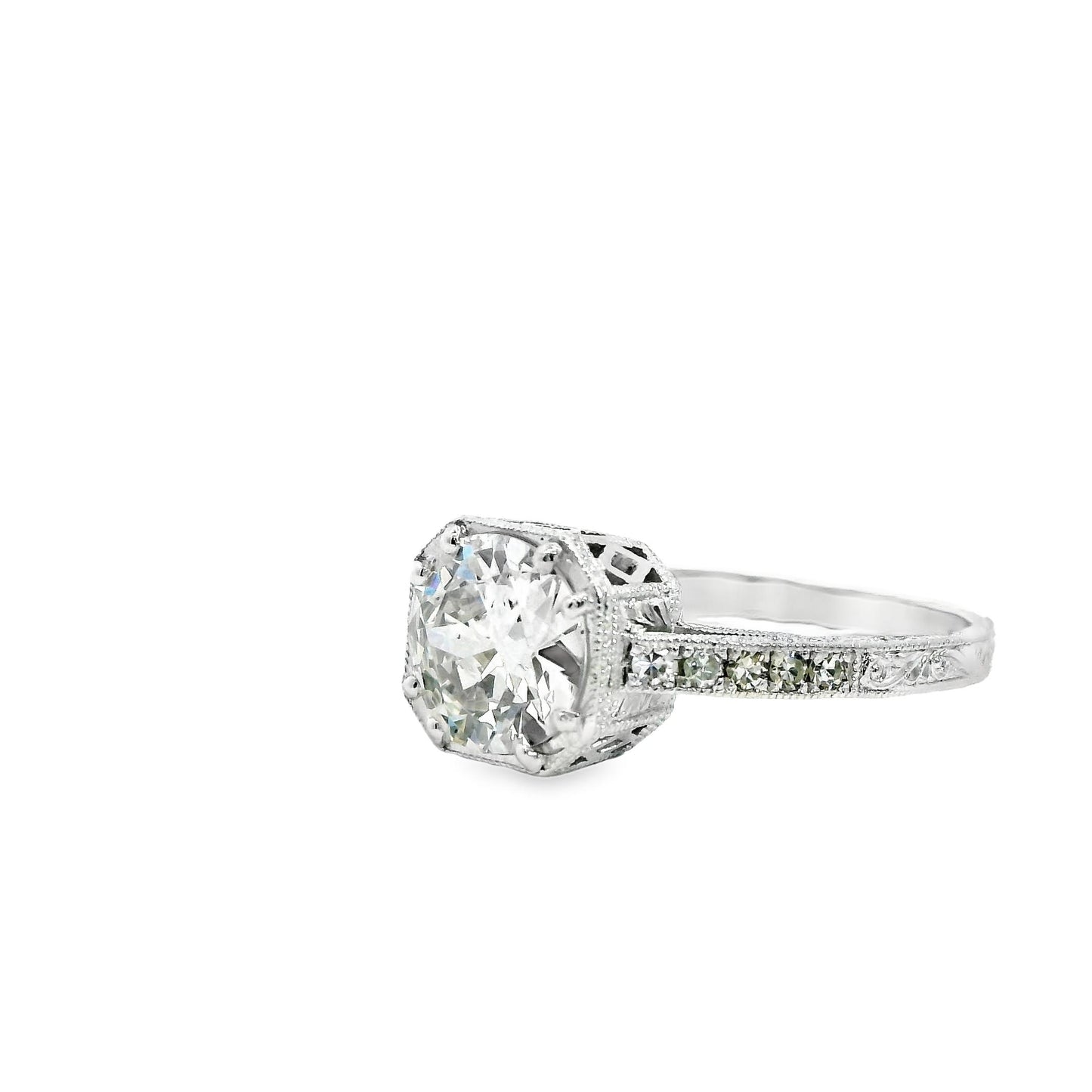 GIA 1.15ct. Old European White Diamond Platinum Ring 6.5US 3.6g