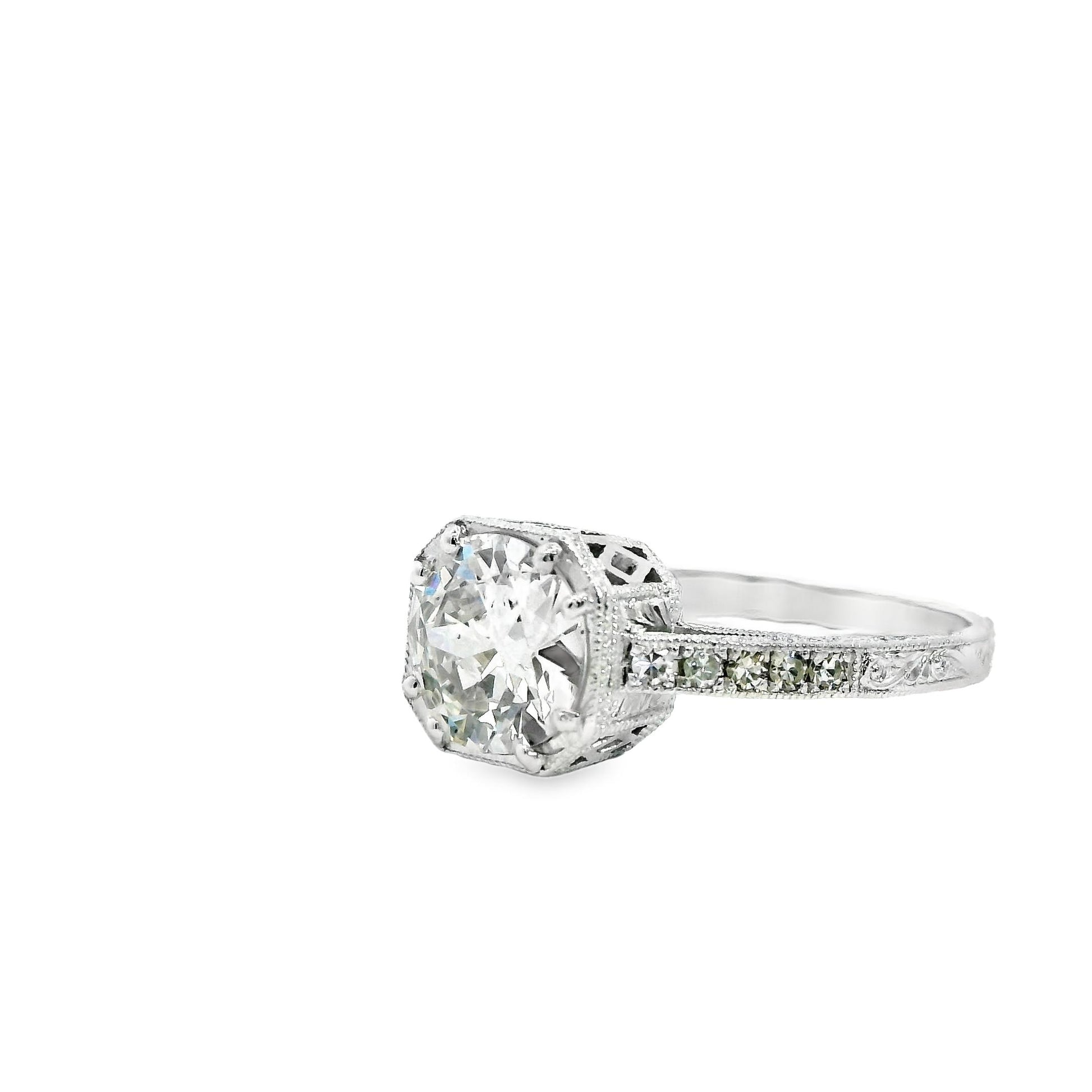 GIA 1.15ct. Old European White Diamond Platinum Ring 6.5US 3.6g