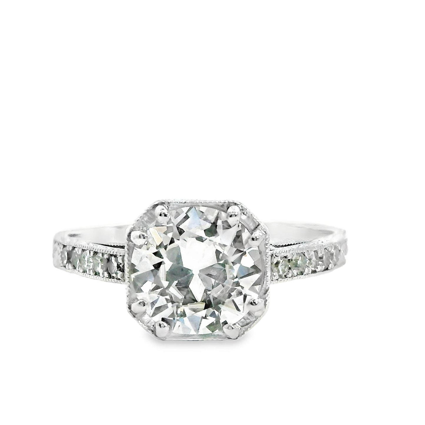 GIA 1.15ct. Old European White Diamond Platinum Ring 6.5US 3.6g