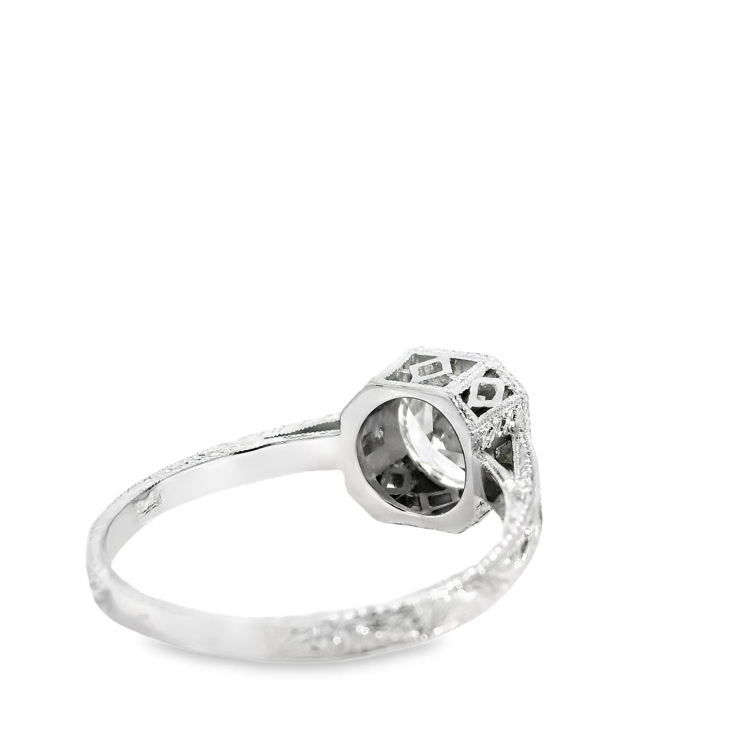 GIA 1.15ct. Old European White Diamond Platinum Ring 6.5US 3.6g