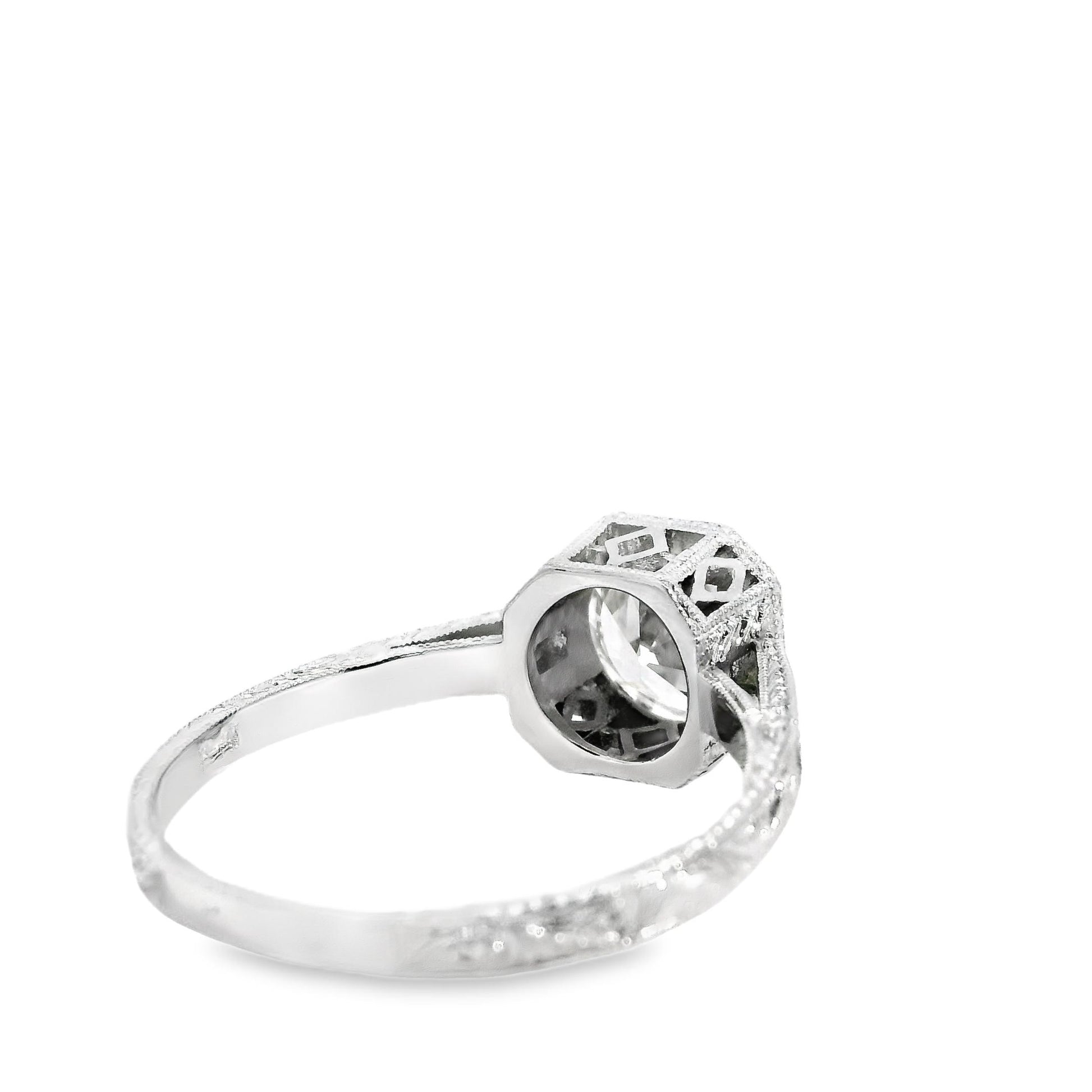 GIA 1.15ct. Old European White Diamond Platinum Ring 6.5US 3.6g