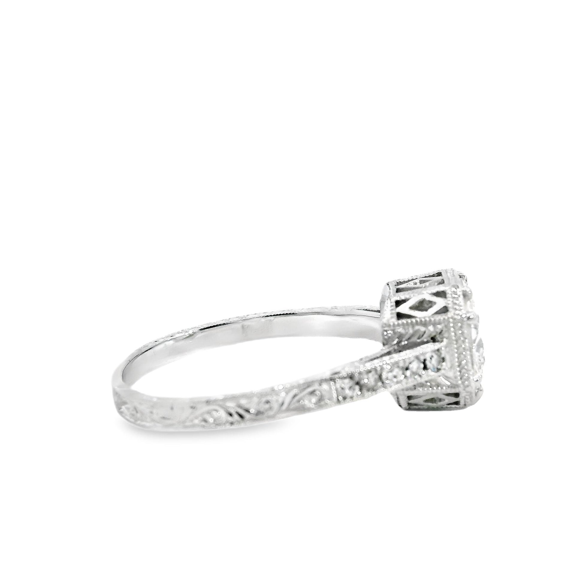 GIA 1.15ct. Old European White Diamond Platinum Ring 6.5US 3.6g
