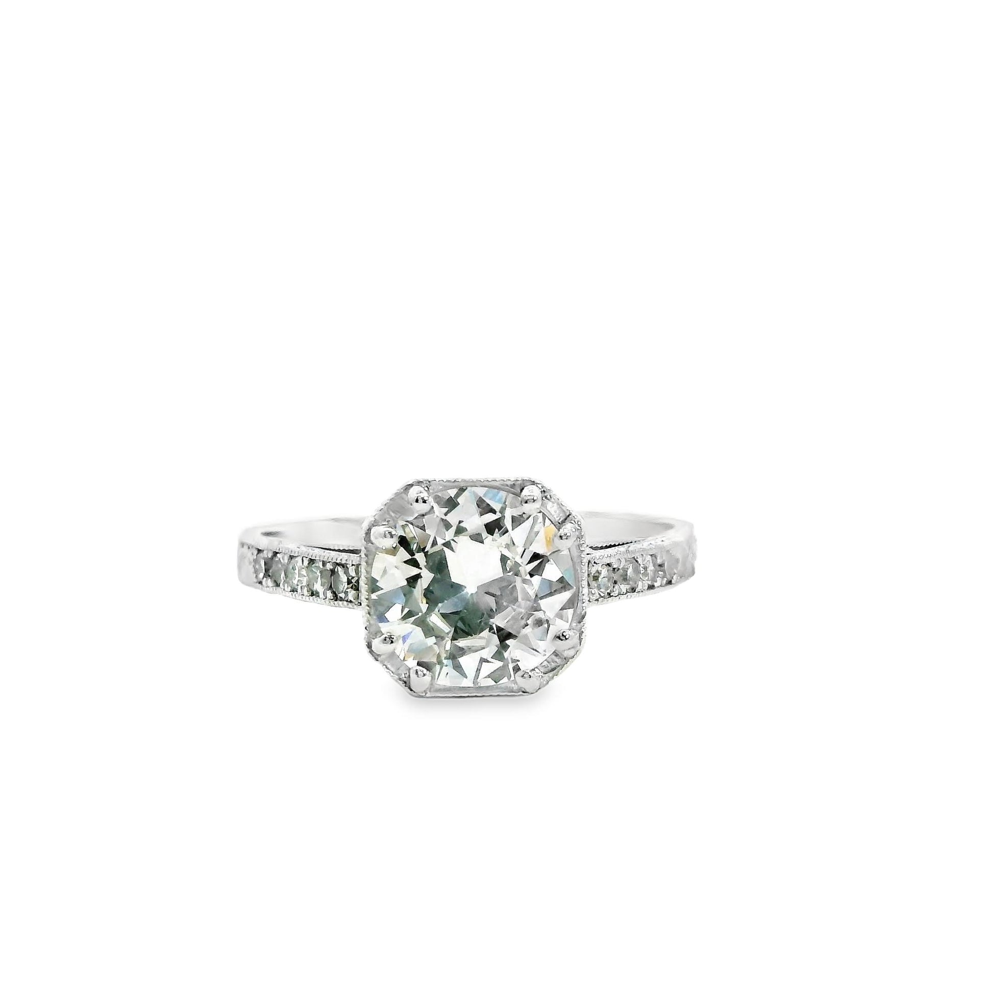 GIA 1.15ct. Old European White Diamond Platinum Ring 6.5US 3.6g