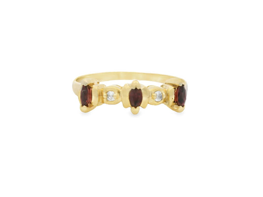 14k Yellow Gold Red Ruby & White Diamond Ring 2.99g 10US