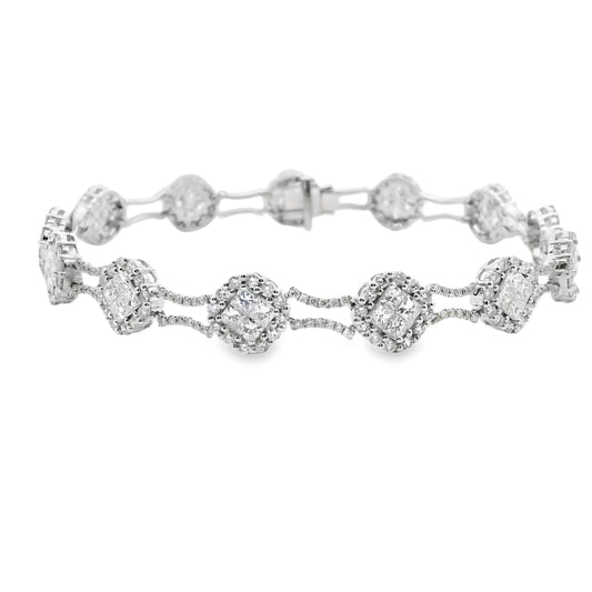 6.30cttw White Diamond Bracelet in 18k White Gold 7.75" 14,17g.