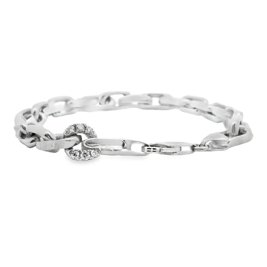 0.18 cttw. White Diamond Chain Bracelet in 14k White Gold 7.5" 27g.