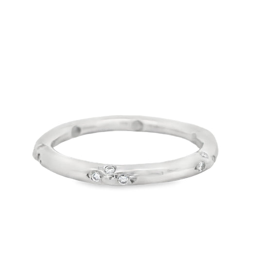 Platinum 0.12cttw. White Diamond Stationed Ring 3.73g. 5.25US