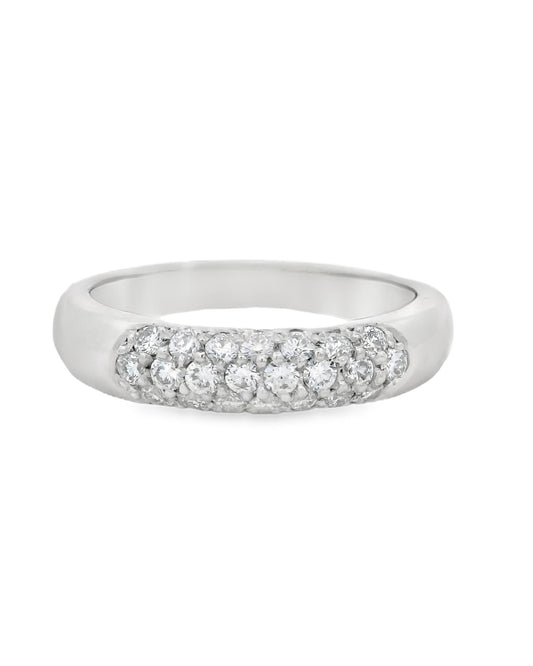 0.40cttw. White Diamond Platinum 3 Row Platinum Ring 6.5US 6.13g.