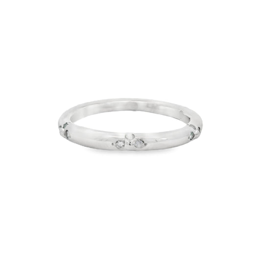 0.15 cttw. White Diamond Platinum Stationed Ring 5.75US 4.28g.