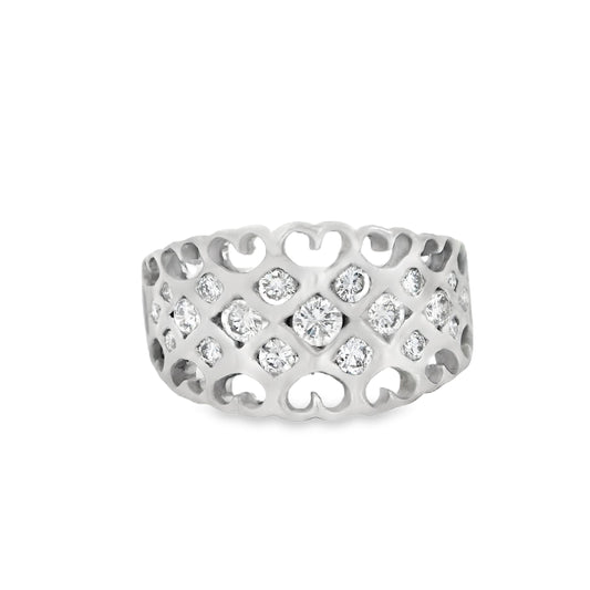 0.52cttw. White Diamond Wide Ring in 14k Brushed White Gold  4.48g. 5.75US