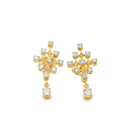 1.91 cttw. White Diamond Drop Earrings in 18k Rose Gold 6.85g.