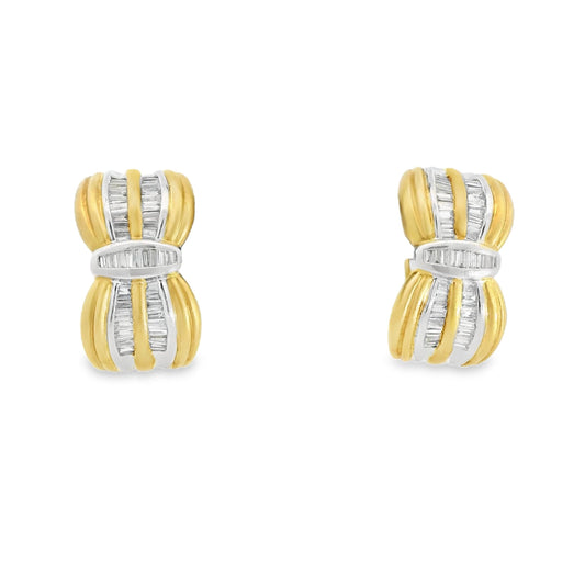 1.65cttw. White Diamond Earrings in 18k Yellow Gold 12.94g