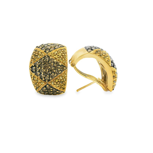 2.05 cttw. Yellow Sapphire & 2.10 Cognac Diamonds Earrings in 18k Yellow Gold