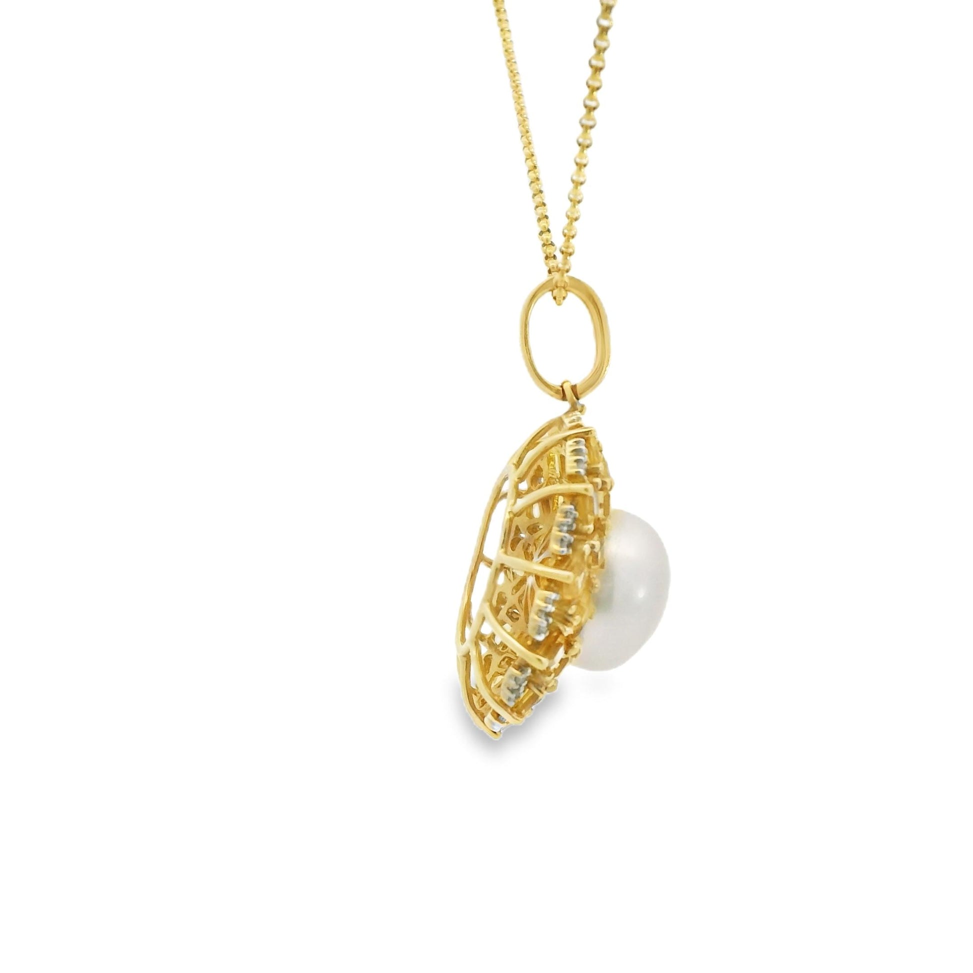 2.01cttw. Citrine & Pearl Necklace in 14k Yellow Gold 6.79g. 16"