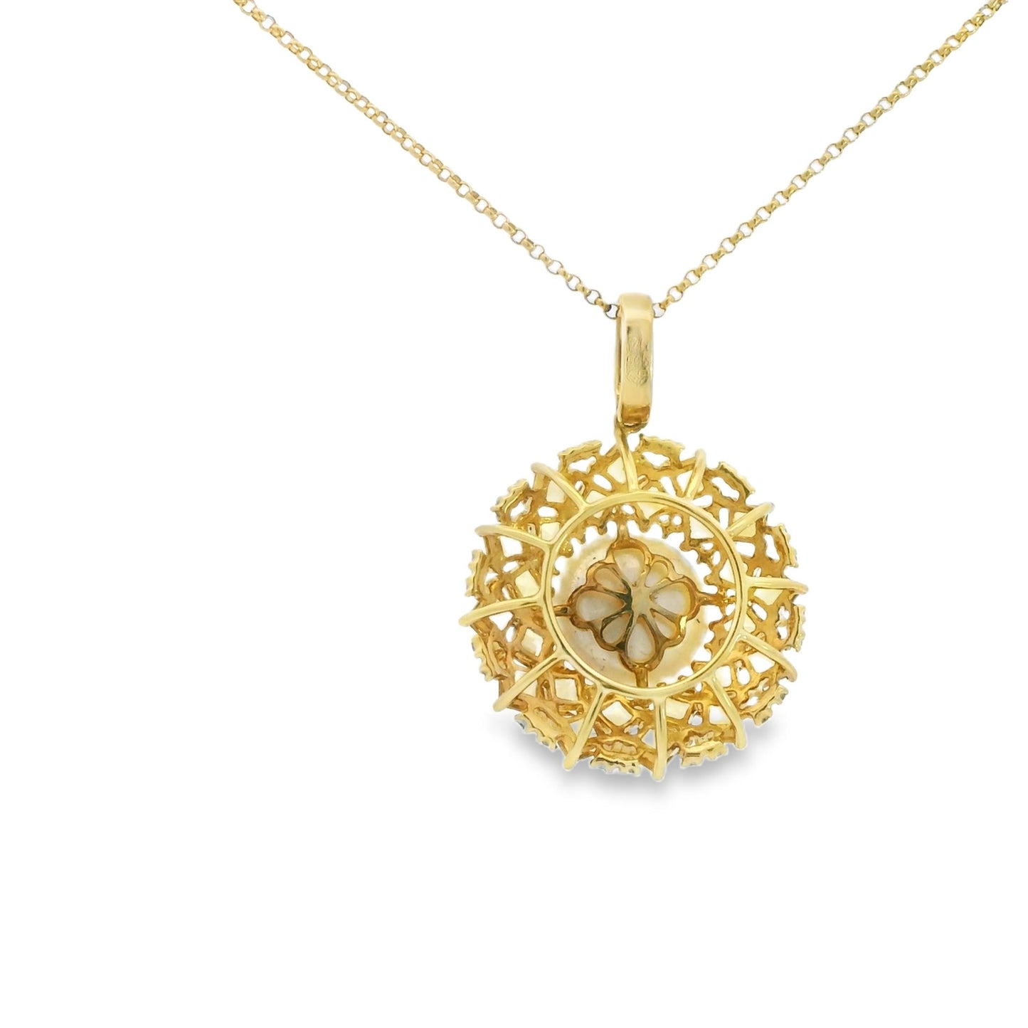 2.01cttw. Citrine & Pearl Necklace in 14k Yellow Gold 6.79g. 16"