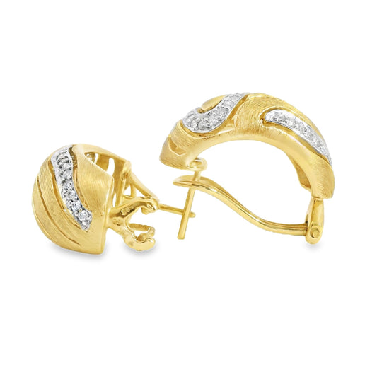 0.60cttw White Diamond Clip-on Earrings in 14k Brushed Yellow Gold 10.68g.