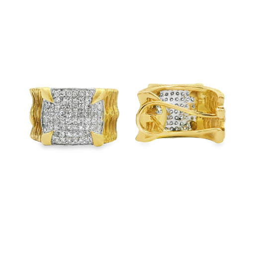0.84 cttw. White Diamond Two Tone Earrings in 14k Gold 9.87g.