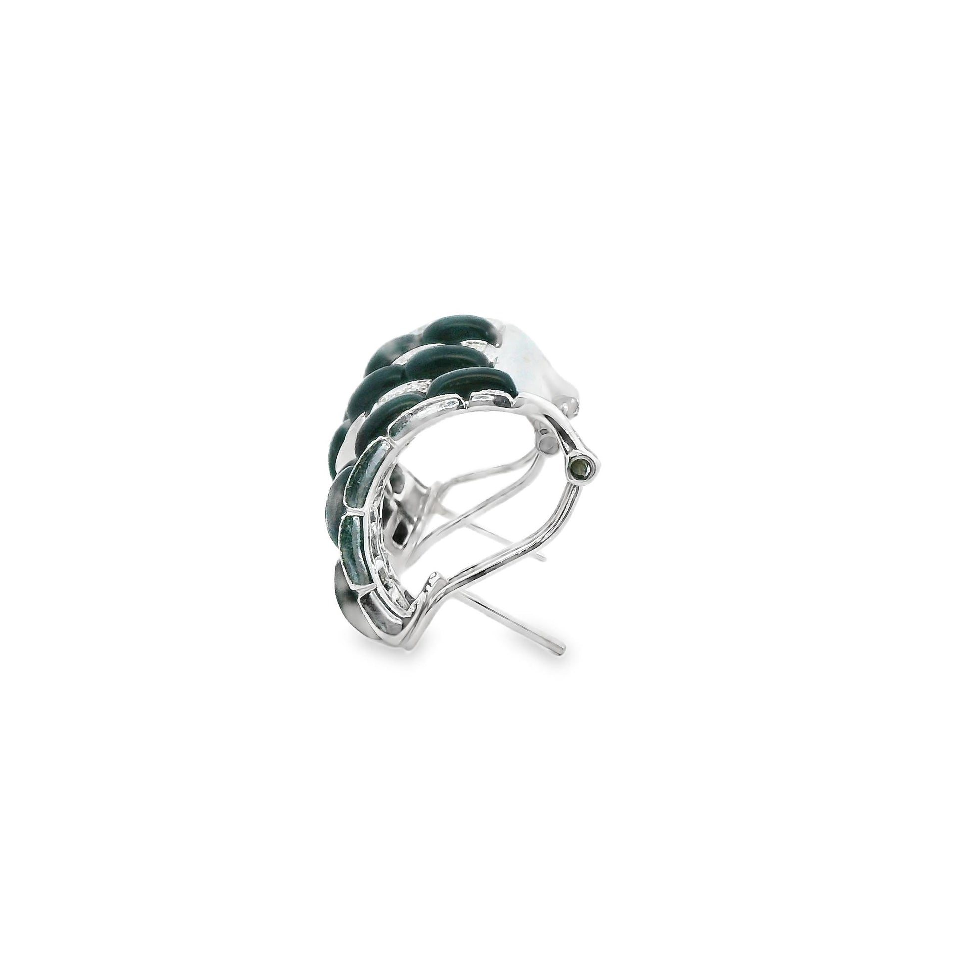 4.50cttw. Black Onyx & 0.35cttw. White Diamond Earrings in 14k White Gold 10.14g