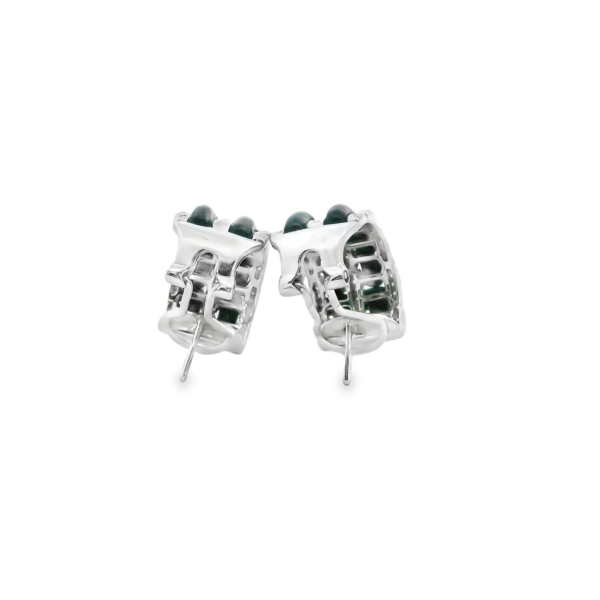 4.50cttw. Black Onyx & 0.35cttw. White Diamond Earrings in 14k White Gold 10.14g