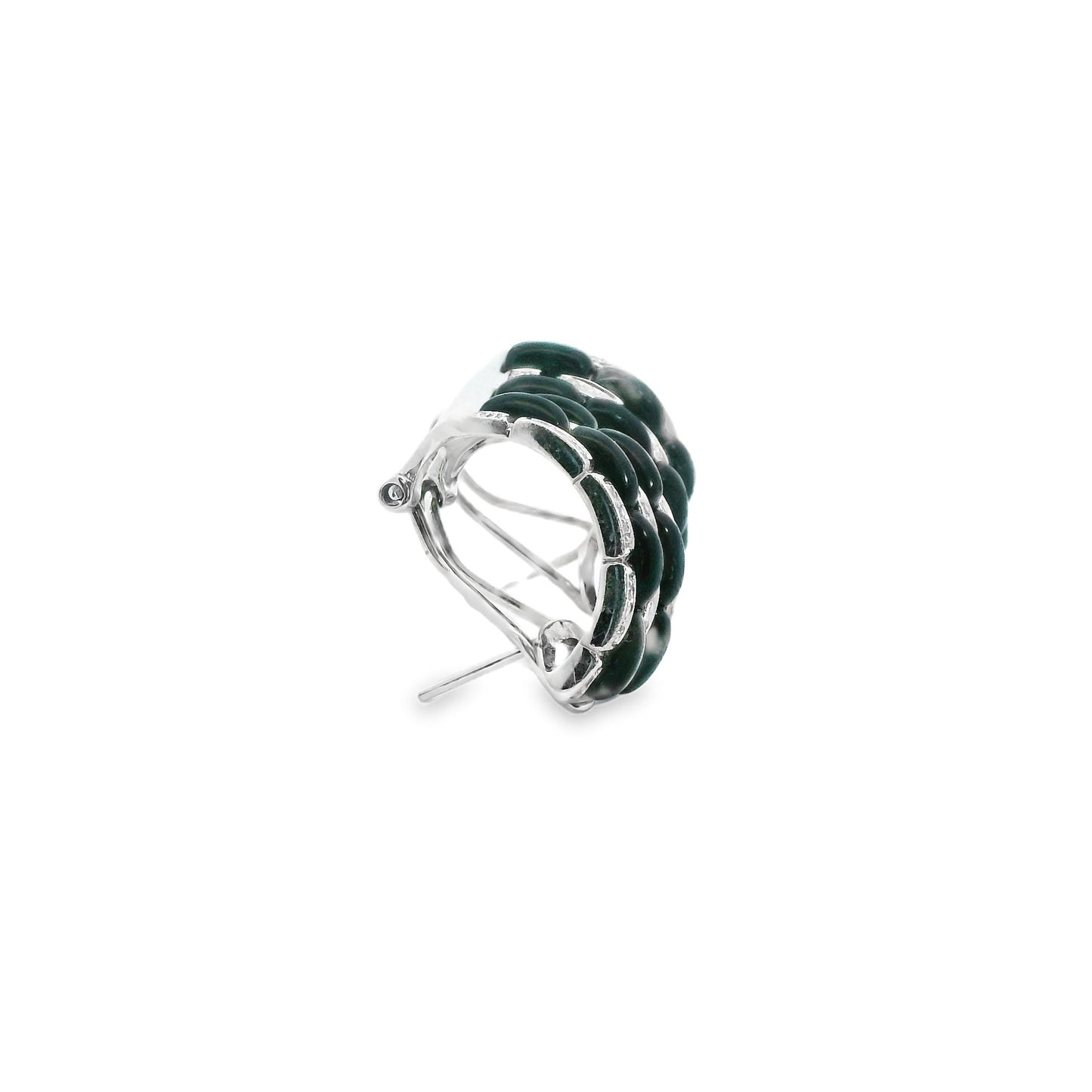 4.50cttw. Black Onyx & 0.35cttw. White Diamond Earrings in 14k White Gold 10.14g
